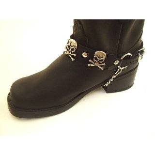  Biker Boots Boot Chains Black Leather, 2 Steel Chains 