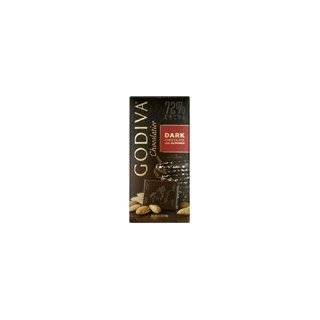 Godiva Chocolatier 72% Cacao Dark Chocolate with Almonds, 3.5 oz (Pack 