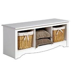 Coaster Storage Bench with Baskets and Cushions, White  