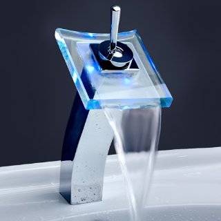 Modern Single Handle Color Changing Waterfall Bathroom Vessel Sink LED 