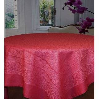   Jacquard Linen Cotton Tablecloth 70 inch Square, Regale in Smoke Rose