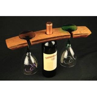 Wine Bottle & 2 Glass Rack Oak Wine Barrel Stave Staves