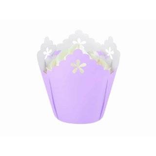 Wilton Lavender Flower Pleated Eyelet Baking Cups, 15 Count