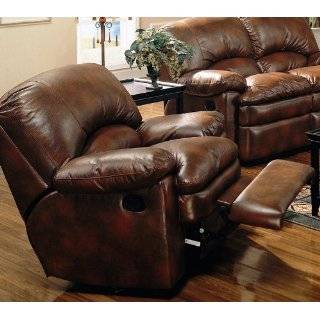 Rocker Recliner Sofa Chair Padded Arms Brown Bonded Leather