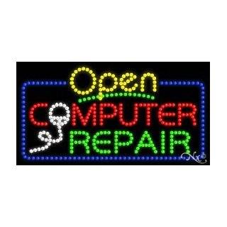 Flashing LED Signs   Computer Repair Open Animated Sign (25490)