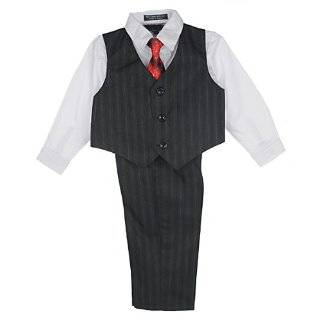 Andrew Fezza Taupe & Blue Multi Stripe 4 Piece Vest Set (Sizes 12M 