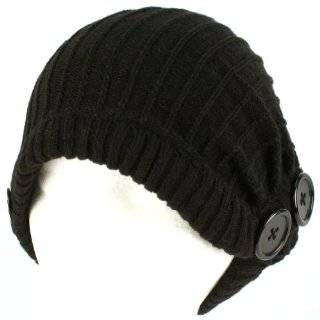    Cable Knit Winter Ski Beret Knit Tam Skull Hat Black Clothing
