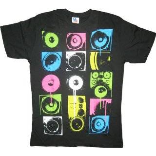 Junk Food Colored Turntable Records Black T shirt Tee