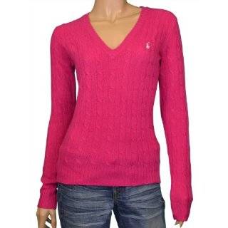    Polo Ralph Lauren Womens Cable Sweater V Neck Navy XS Clothing