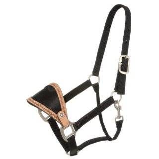 Nylon BRONC Halter with Hair on Cowhide Nose with Steer Head Conchos 