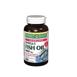 Natures Bounty Omega 3 Fish Oil, Odorless, 1000mg, 100 Softgels (Pack 