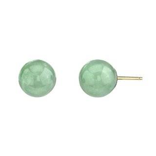  Large Green Jade Stud Earrings, 14k Gold Jewelry