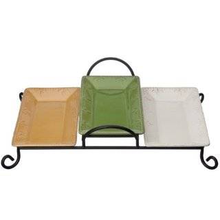 Signature Housewares Sorrento Stoneware Serving Trays in Tiered Caddy 