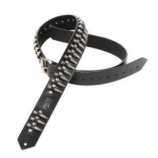 Levys Leathers 2 Carving Leather Guitar Strap with Bullets,Black