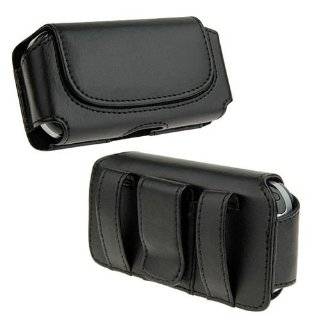 Black Horizontal Leather Pouch For LG Cookie KP500 Voyager KP 500 