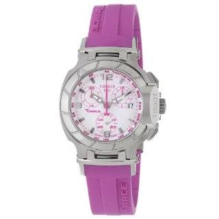   Womens T0482171701701 T Race White Dial Pink Silicone Strap Watch