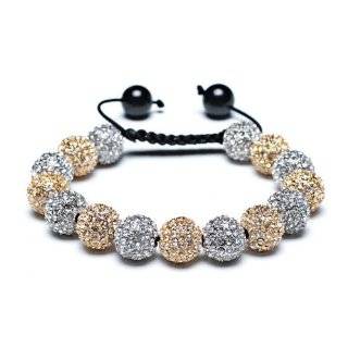 Bling Jewelry Macrame Bead Bracelet Unisex Swarovski Golden Crystal CZ 