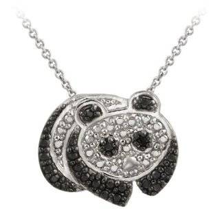   Sterling Silver Black Diamond Accent Panda Bear Necklace, 18 Jewelry