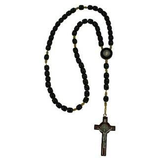 Mens St. Benedict Black Solid Wood Rosary  Made in Brazil