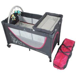 Reisebett 293/01 grau/pink für Baby und Kind mit Wickelauflage