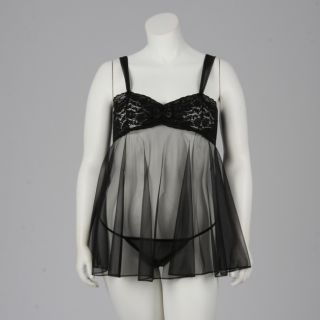Illusion Womens Black Sheer Stretch Lace Babydoll Today $21.99 1.0