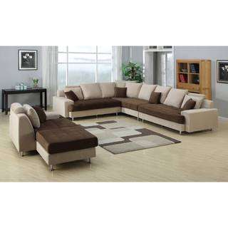 Camel/ Chocolate Polyester Fabric Sectional