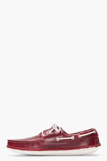 Quoddy Burgundy Hand stitched Boat Moccasins for men