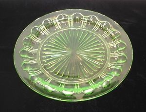 Green Anchor Hocking Colonial Knife Fork 10 inch Dinner Plate Depression Glass