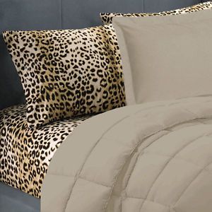 Tan Safari Leopard Cheetah Animal Print Twin XL Bedding Sheet Set
