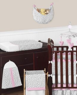 Pink and Grey Sweet JoJo Designs Cheetah Animal Print Baby Girl Crib Bedding Set