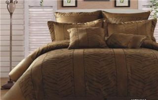 KING Gold Black ZEBRA ANIMAL PRINT Comforter Bed Set