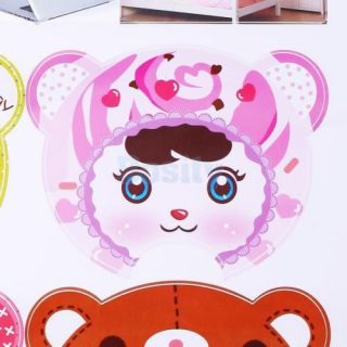 Cartoon Bear Face Wall Decal Sticker Decor for Nursery Baby Kids Bedding Room