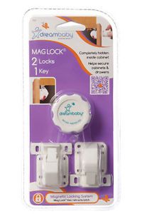 Dreambaby 2 Mag Lock Key Child Proof Safety Magnetic Cabinet Door Locks L151