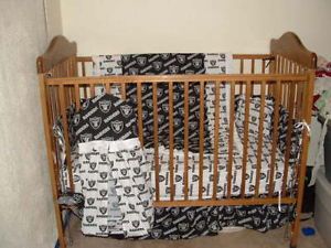 New Custom 7pc NFL Oakland Raiders Baby Sheet Crib Set