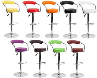 Two 2 White Bar or Counter Stools Swivel Seat and Adjustable Height