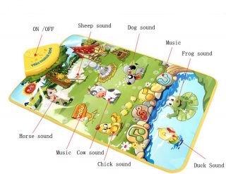 Baby Infant Kid Farm Animal Musical Music Mat Kick Touch Gym Play Yard Toy Gift