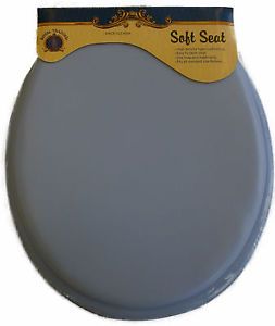 Round Bathroom Toilet Seat Light Blue Soft Padded