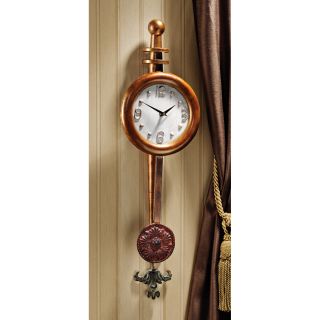 33" Industrial Finial Top Pendulum Whimsical Metal Hanging Quartz Wall Clock
