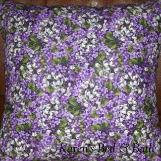 Purple Lilac Green Floral Field Flowers Toss Pillow New