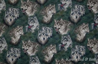 Wolf Wolves Wildlife Pine Trees Forest Green Woods Curtain Valance New