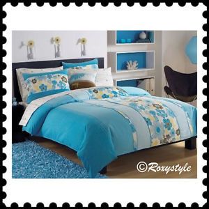 9pc Set Roxy Beach Break Blue White Queen Comforter Bed in A Bag 2 Pillows