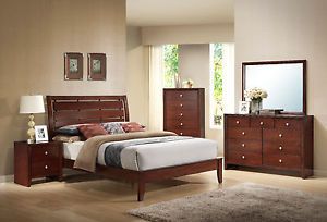 Carolina Contemporary 5pc Queen Bedroom Set Cherry Color King Set Available