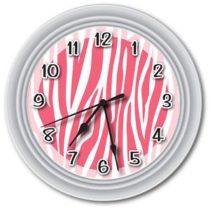Pink Animal Zebra Print Wall Clock Girls Bedroom Decor Great Birthday Gift