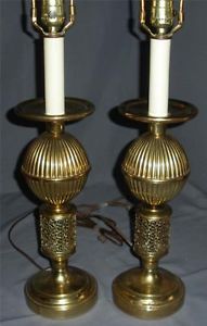 Electric Brass Metal Table Lamp Filigree Tall Retro Vintage Living Room Bedside