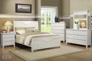 New 4pc Alyssa Cottage Style White Finish Wood Panel Queen Bedroom Set