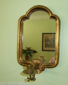 French Country Tole Italian Italy Gold Gilt Wall Candle Holder Mirror Sconce