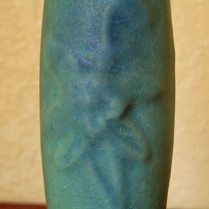 Early Vintage Van Briggle Pottery Turquoise Ming Blue Columbine Bloom Bud Vase