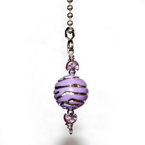 Purple Tiger Striped Pull Chain Acrylic Bead Ceiling Air Fan Light Lamp Switch