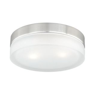 New 2 Light SM Flush Mount Ceiling Lighting Fixture Satin Nickel White Glass