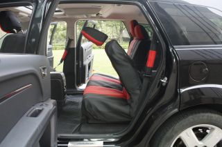 Faux PU Leather Red Black Seat Cover Set Car SUV Truck Van
